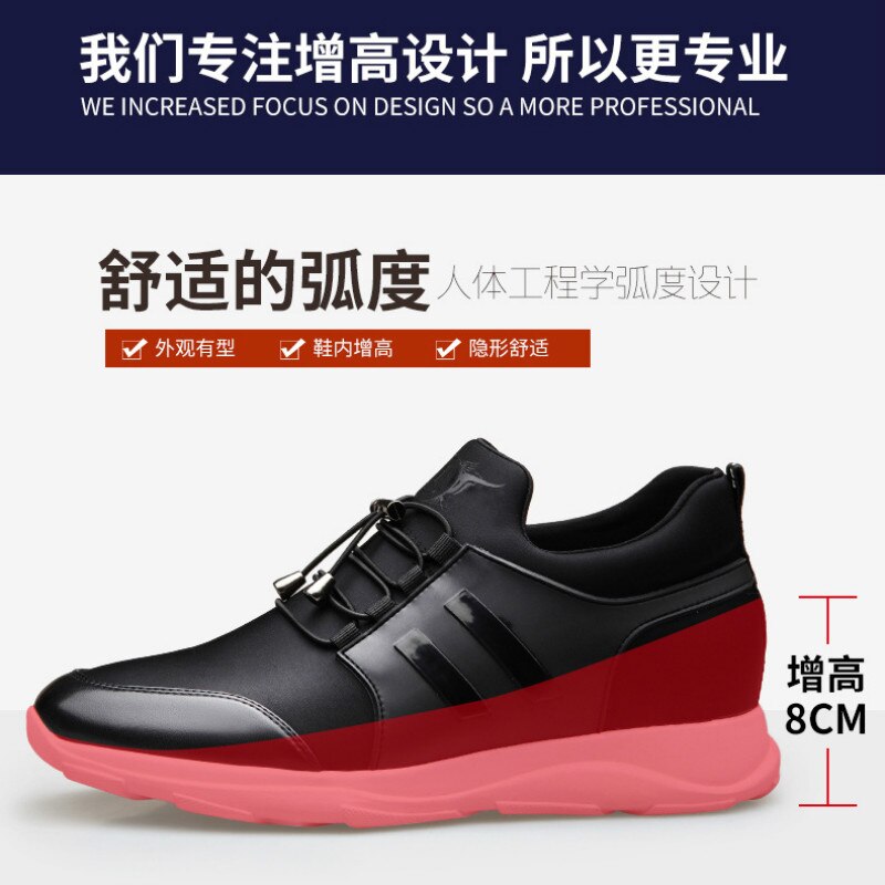 Verhoogd Mannen Schoenen 6Cm Casual Schoenen Sport Mannen Lederen Schoenen  Leer Lycra Mesh Verhoogde Schoenen 8Cm in Voorjaar – Grandado