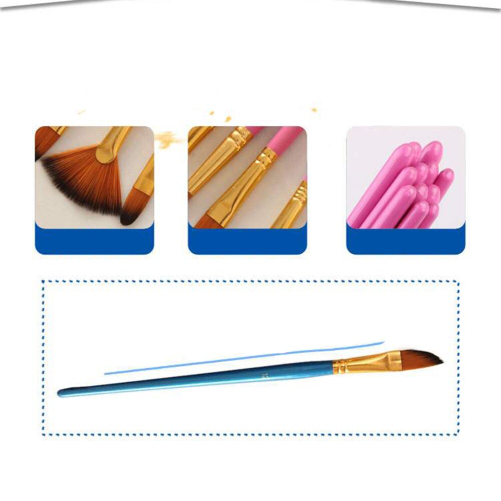 12 Stuks Nylon Haar Art Kwast Set Voor Pigment Aquarel Tekening (Rose Rood)
