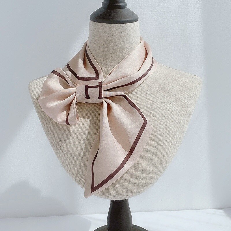 8 Kleuren Selecteren Vrouwen Effen Kleur Haar Sjaal Mode Haar Banden Gestreepte Sjaals Lady Decoratie Zijde Hoofddeksels Banden