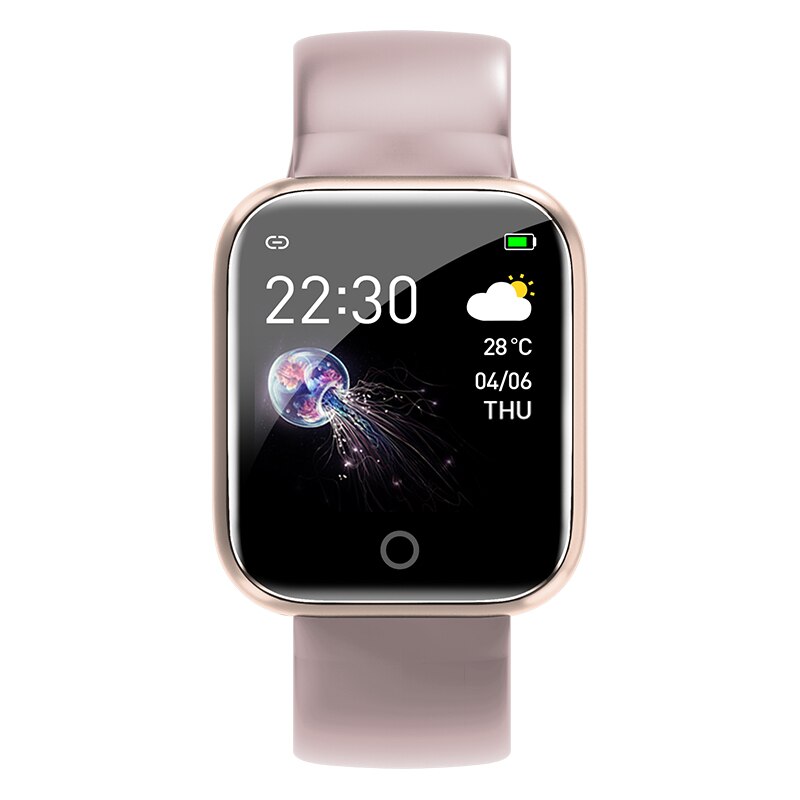 I5 smart watch vattentät pulsmätare fitness tracker blodtryck män kvinnor sport smartwatch för android ios pk iwo: Rosa