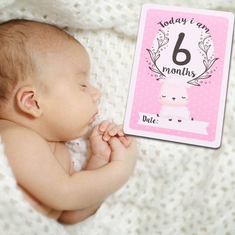 12 ark milepæls fotodelningskort sæt babyalderkort - baby milepælskort, baby fotokort - nyfødt foto  k1ma