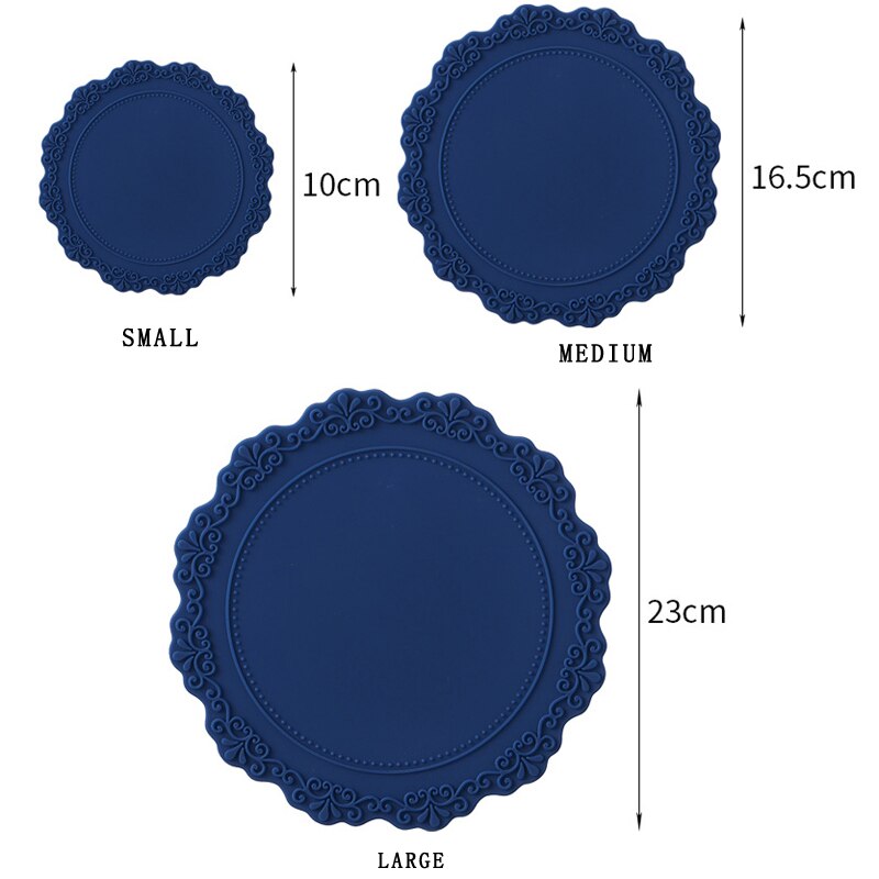 Dining Table Retro Embossed Craft Silicone Placemat European Style Lace Insulation Plate Mat Anti-scald Coaster Table Pads