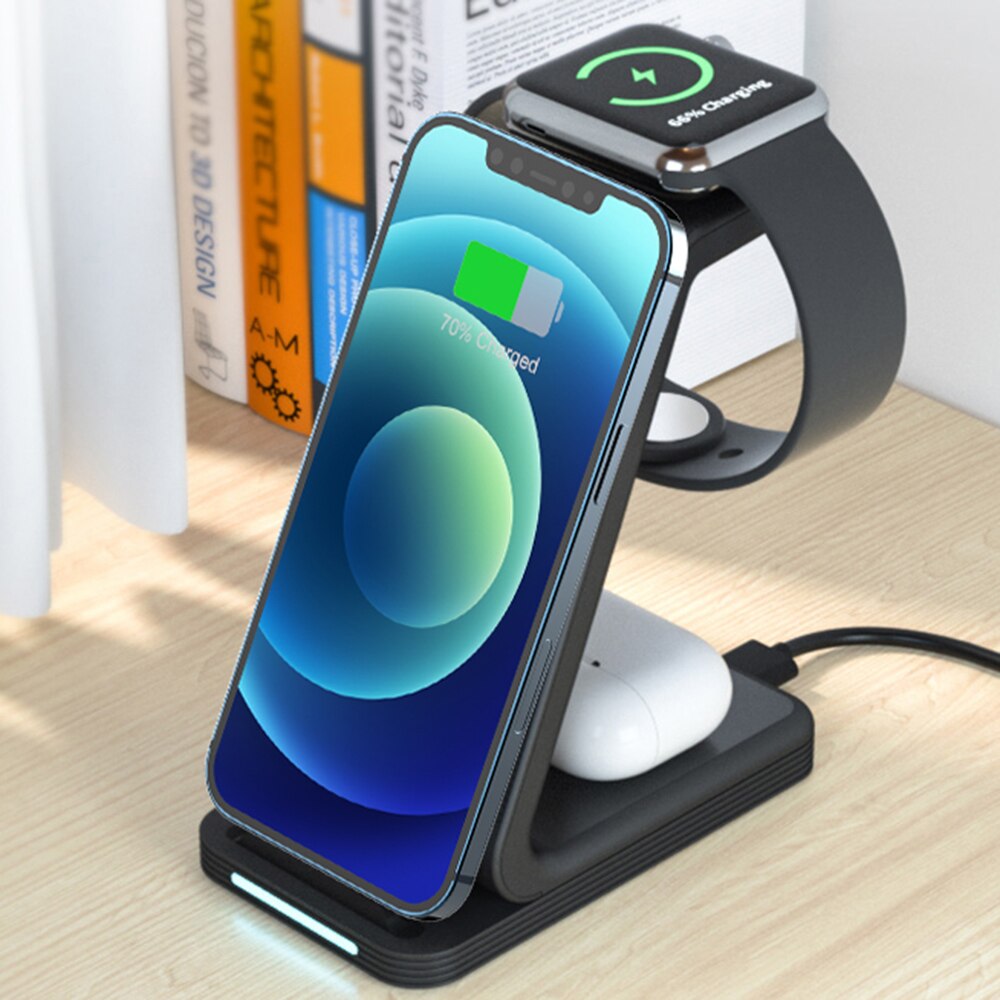 3 In 1 Draadloze Oplader Stand Voor Iphone 13 12 11 Xr 8 Apple Horloge Qi Snel Opladen Dock Station voor Airpods Pro Iwatch 7 6