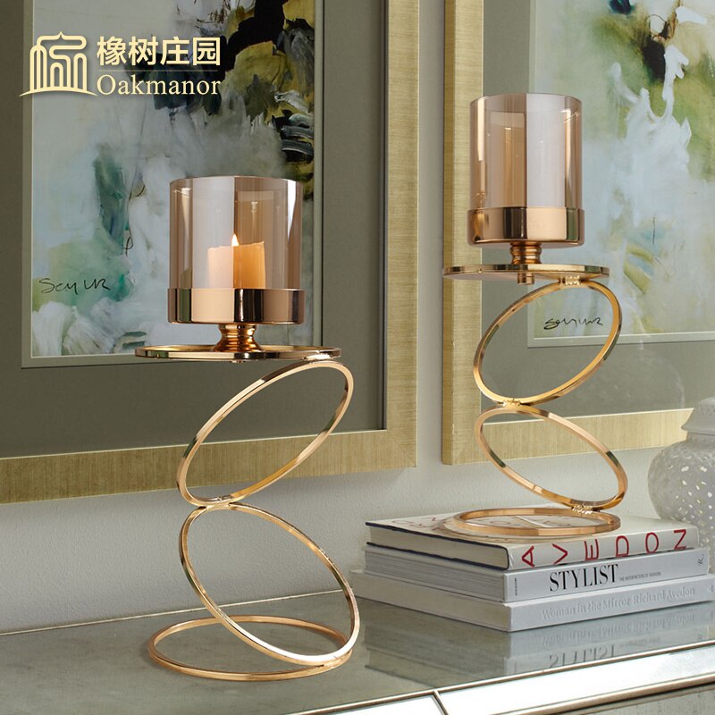 Guld metal lysestager bryllup dekorationer moderne lysestager guld centerpiece photophore verre glas lysestage  zt035