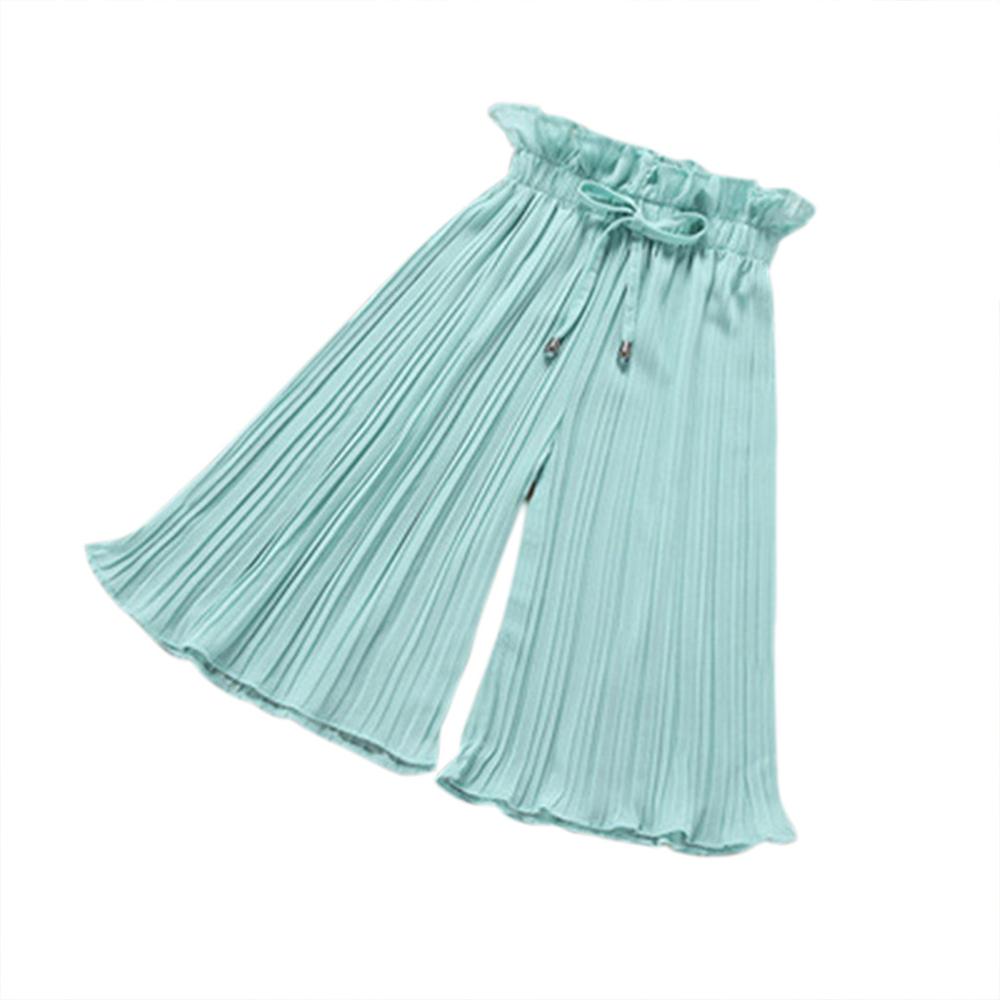 Kids clothes Solid Ruffle Anti-Mosquito Summer Toddler Kids Baby Girl Pleated Wide Leg Chiffon Casual Long Pants Trousers #2F: Green / 4T