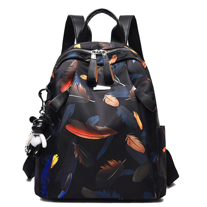 Chuwanglin impressão mochila feminina à prova dwaterproof água saco do estudante lazer mujer feminino saco de escola ao ar livre a110604: feather