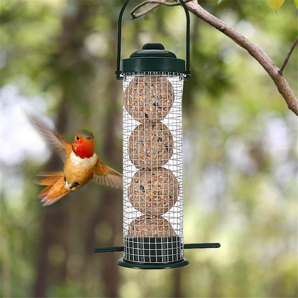 Plastic Galvanized Grid Bird Feeder Dumplings Grease Ball Rack Holder Outdoor Food Dispenser for Tit Small Wild Birds 30E