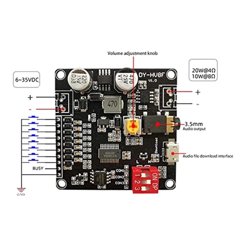 12V/24V Voice Afspelen Module Seriële Poort Controle Afspelen 10W/20W Voice Module N0PB