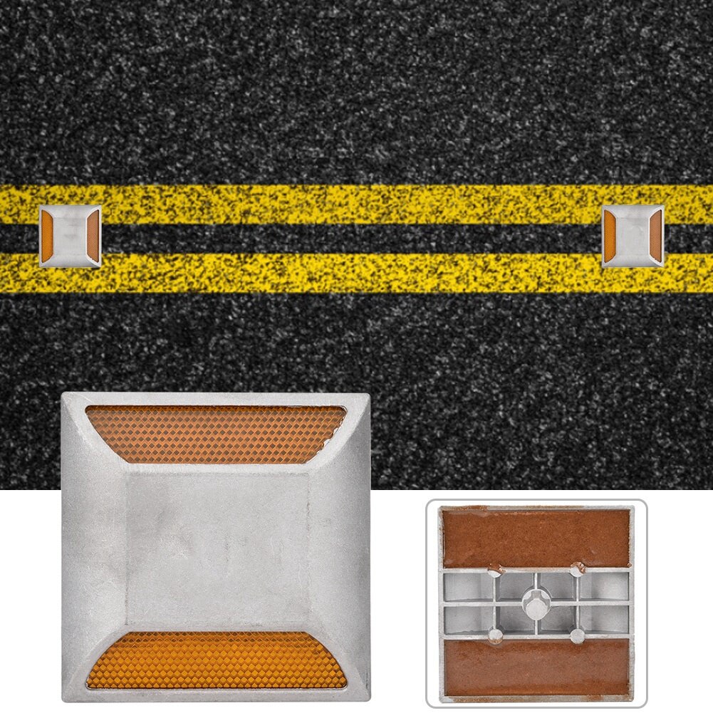 LED Road Guide Light Reflective Spike Cast Aluminum Beads Dual Protuberant Signpost Reflective Spike Raised Sign