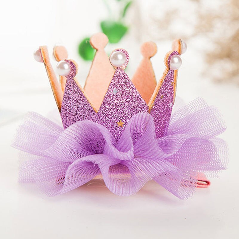 Corona para niña, pinza de pelo Princesa, encaje, perla, estrella brillante, diadema, tocado con pasadores horquillas, accesorios para el cabello: D