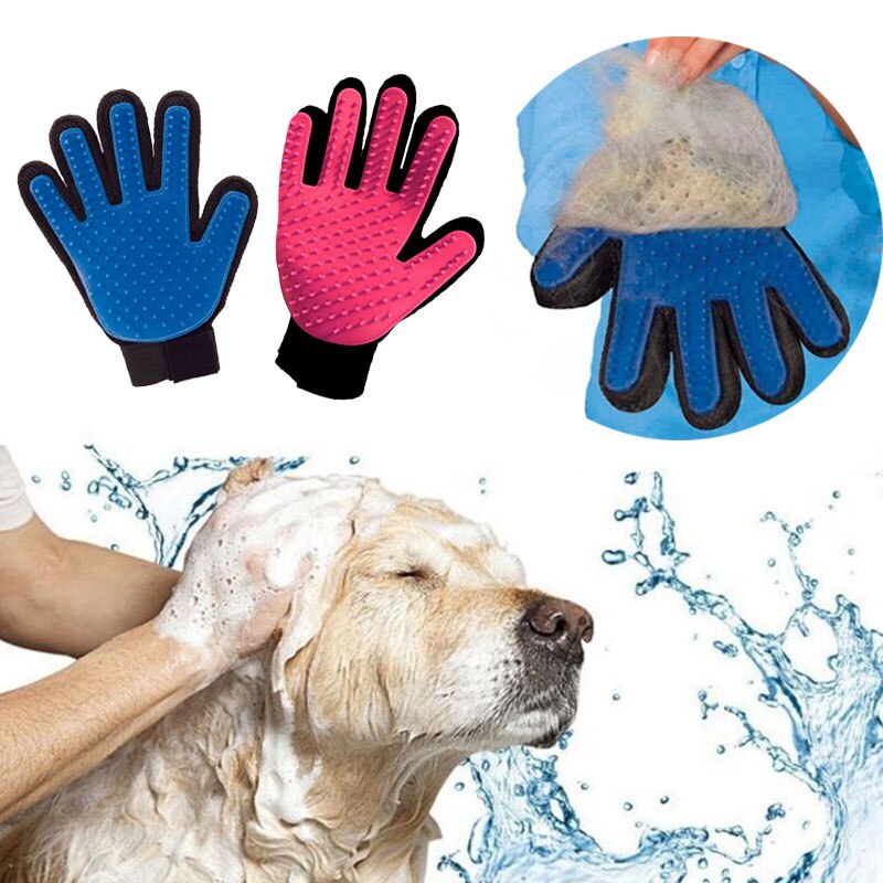 Luva de silicone para animais, luva para gatos e cães de estimação, luva eficiente e suave limpeza de limpeza