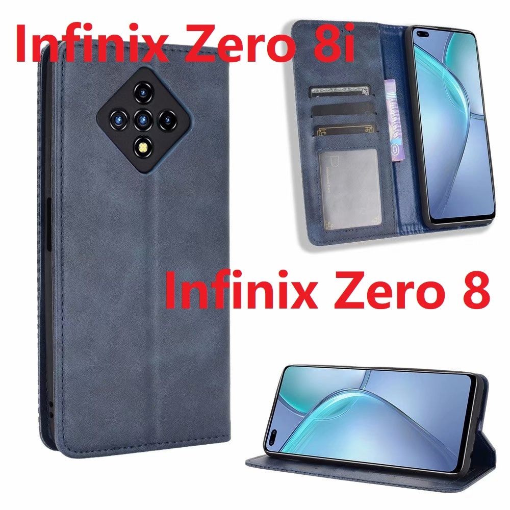 Pour Infinix Zero 8 étui support de livre magnétique carte à rabat protection Infinix Zero 8i portefeuille housse en cuir PU X687
