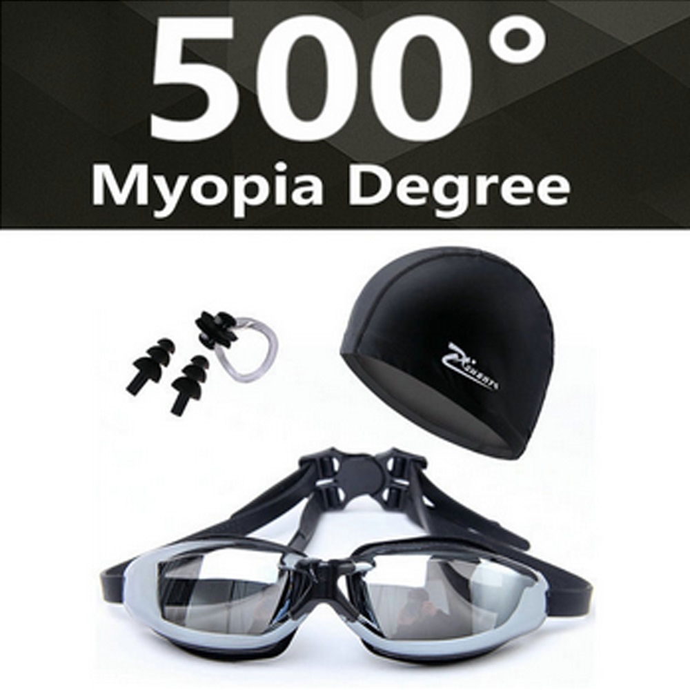 Myopia Swimming Goggles HD shortsighted prescription glasses Acetate Spectacles plating lens adult swim goggles pools swiming: Myopia 500 black