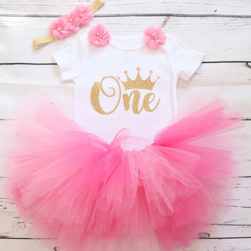 3pcs Baby Girl 1 Year Birthday Party Dress For Toddler Christening Tutu Cake Girls Dress Newborn 1st Baptism Vestido Outfits: ITEM 13