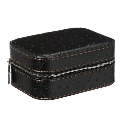 Lederen Horloge Doos Verpakking Heren Reizen Horloge Case Horloge Organizer Box Met Rits Mannen Grid Horloges Doos: Black