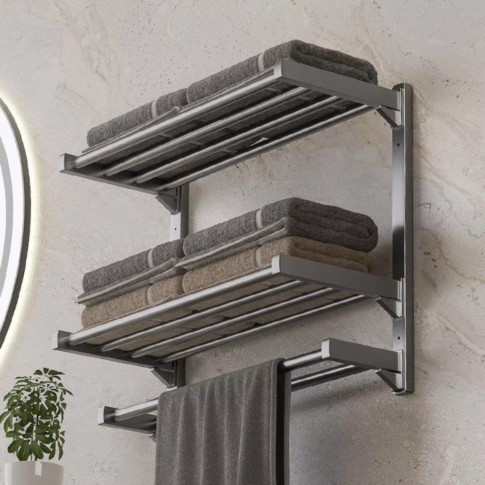 ein der Zauberstab montierter Handtuchhalter, nicht perforiert, hohe Tragfähigkeit, Waschlappen-Aufbewahrungsregal, hängende Stangenregale, Badezimmerzubehör