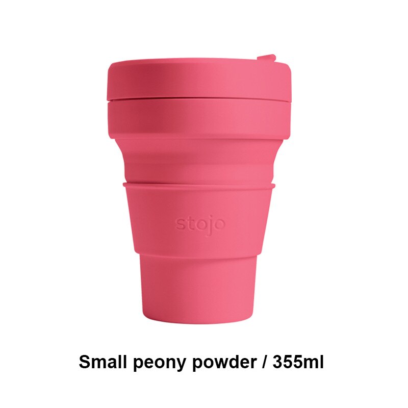 STOJO TASSE Klapp Silikon Tragbare Silikon kaffee tasse multi-funktion folding silica tasse Büro reise Wesentliche: smallpeony powder355