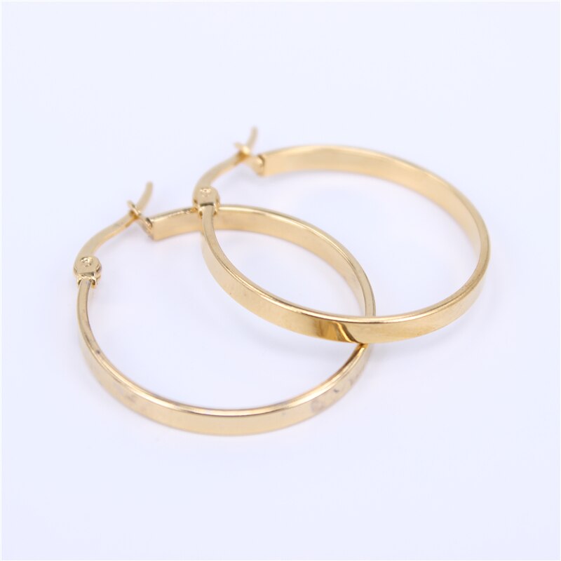 MGUB diámetro 30MM-60MM de joyería de acero inoxidable grandes pendientes de aro de cristal círculo dorado pendientes para las mujeres LH505: gold color 30MM