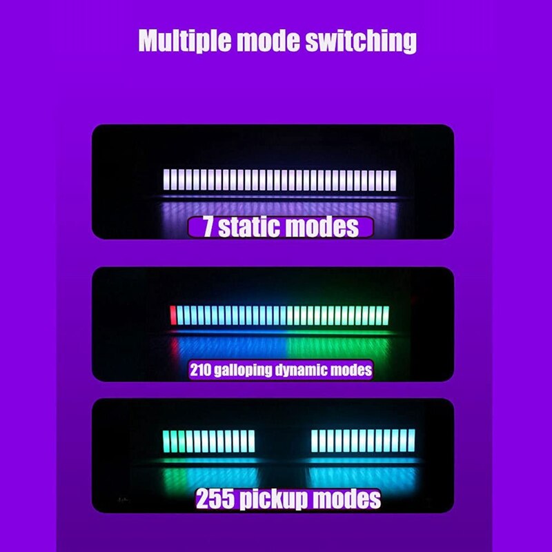 Voice Level Lights,APP Controlled RGB Wireless Voice Control Music Spectrum LED Light Indicator For Car Desktop