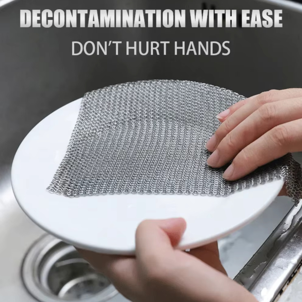 Szczotka do czyszczenia z siatki łańcuchowej ze stali nierdzewnej 316 - czyszczenie żeliwa, skrobak do wstępnie przyprawionych patelni, płytek grillowych, grilów BBQ i czyszczenia naczyń kuchennych