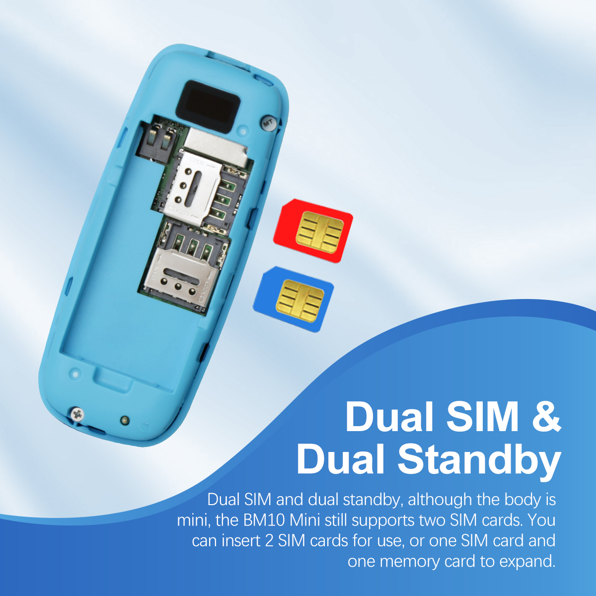 Mktel 3310 mini funktionstelefon med ørekrog, dobbelt sim-kort, dobbelt standby,  mp3/mp4/ fm-radio/bluetooth/gprs