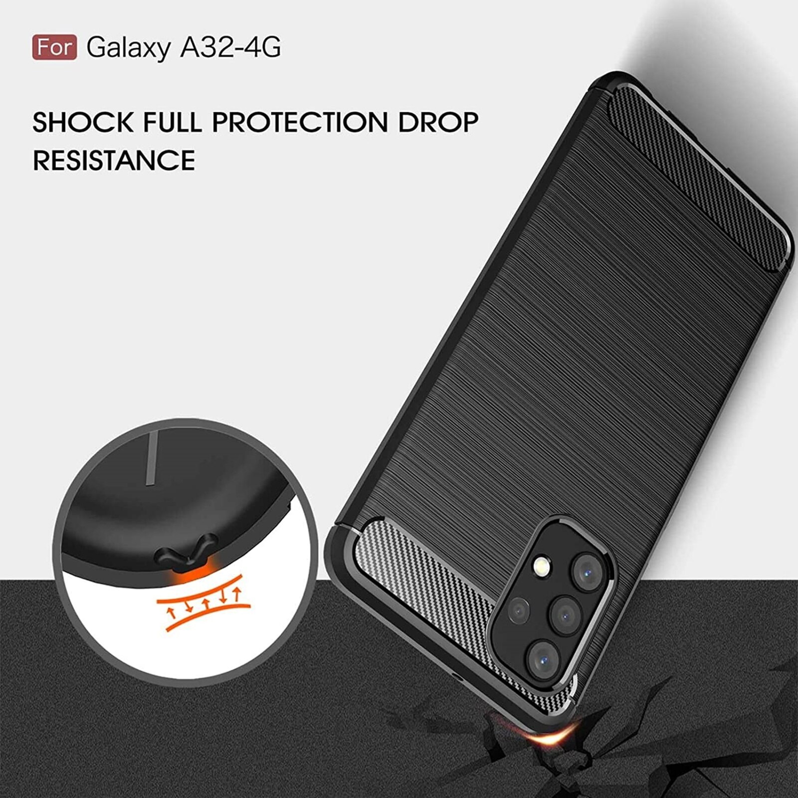 Case SAMSUNG-A32-4G Siliconen Gel Tpu Carbon Black Case Mobiele Telefoon Accessoires Case