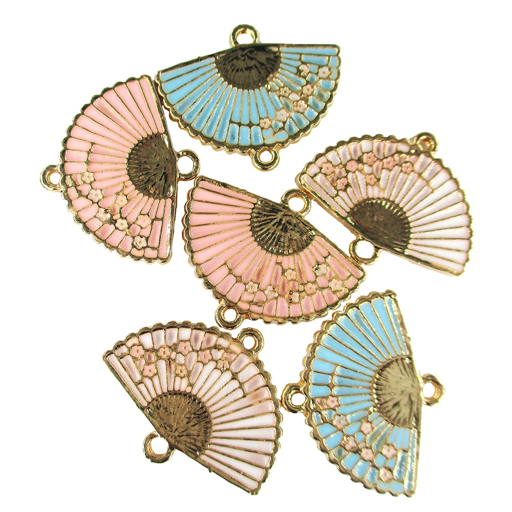 10 Stks/set Vintage Kleine Charm Enamel Fan Hanger Ketting Fit Diy Armband Sieraden Maken Decoratie Mode Accessoires