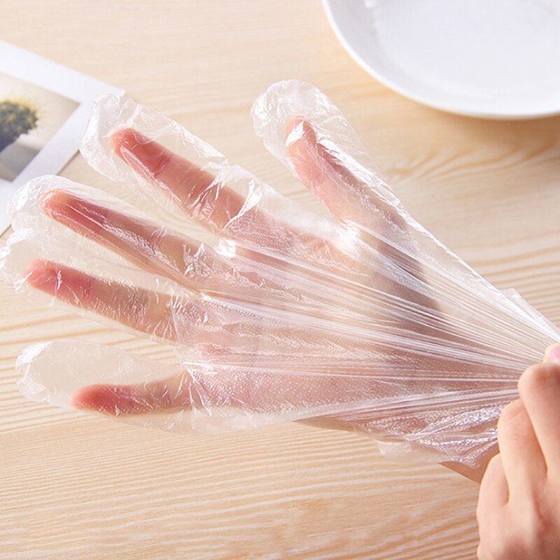 100 stuks plastic wegwerphandschoenen voor voedselveiligheid, transparante dikke handschoenen voor keukengebruik