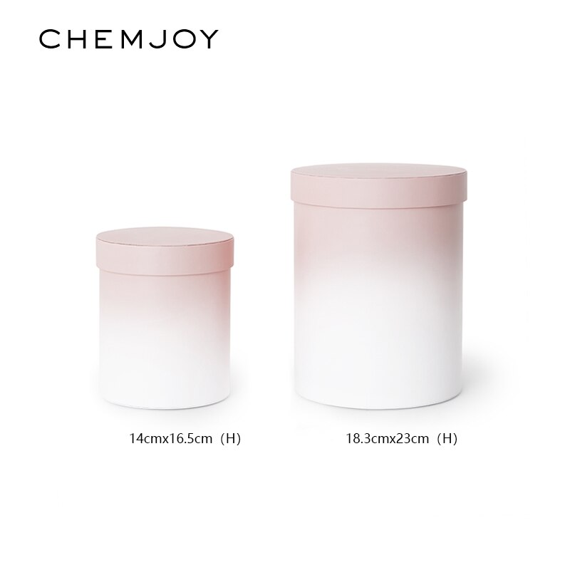 Sæt  of 2 gradient farve blomsteræske med låg kram bøtte buket rose boks bryllup gør det selv dekoration fest blomster emballage kasser: Lyserød og hvid