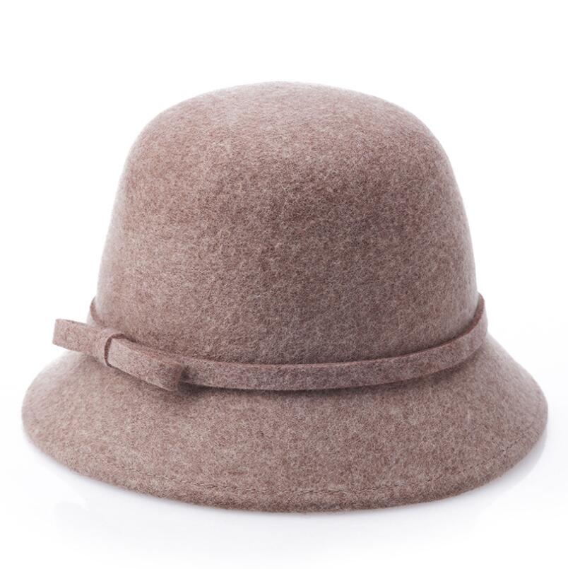 Europa england koreansk høst vinter dame fedora caps årgang sol hattemaker til kvinne dame avlet brem ull filt buehatt