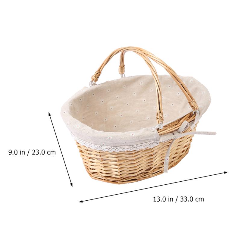 1Pc Tote Basket Picnic Basket Weaving Basket Willow Weaving Basket Portable Outdoor Fruit Storage Holder: 2
