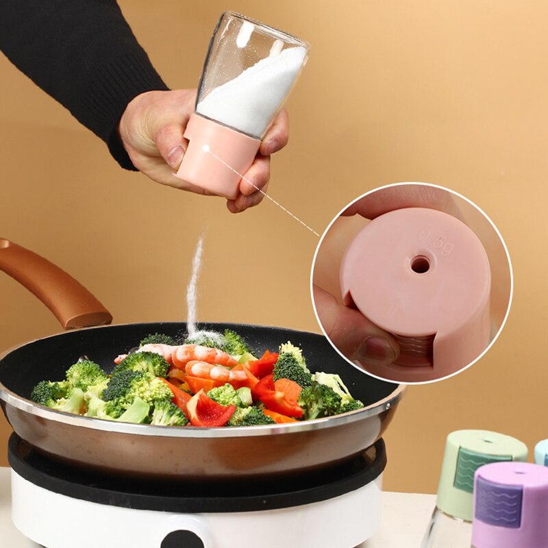 0.5g Metering Salt Shaker Push Sugar Bottle Spice Pepper Shaker Duster Salt Dispenser Seasoning Organizer Condiment Dispenser