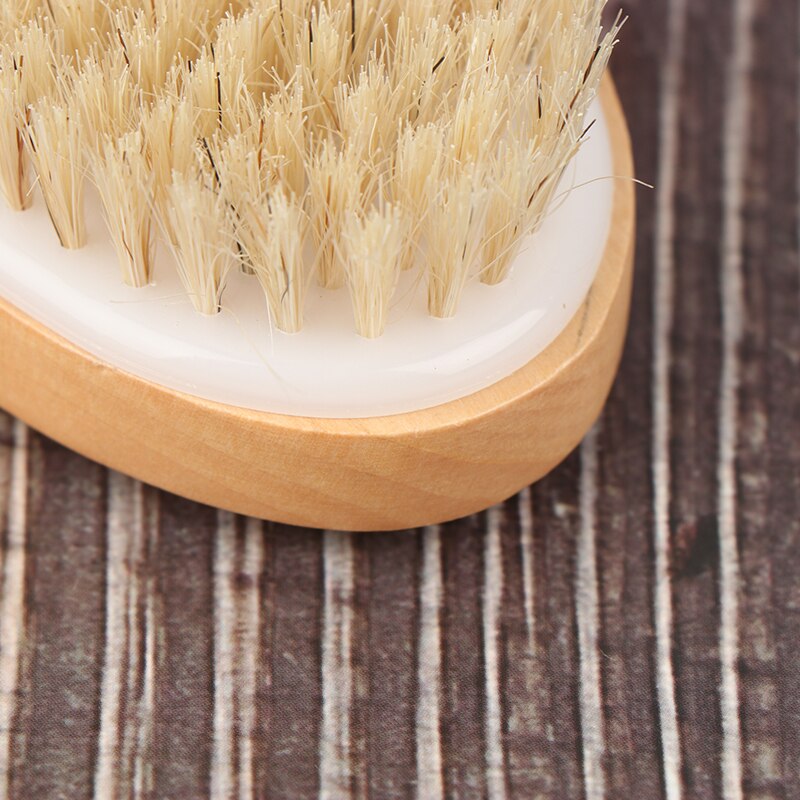 Kroppstørr børste naturlig villsvinhår organisk tørr hud kroppsbørste bambus våt rygg dusjbørster eksfolierende badebørste