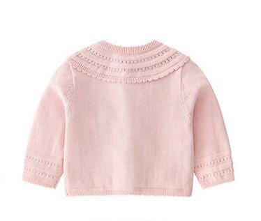 Kids Solid Knitting Coats Fall Infant Round Neck Single Breasted Jackets Long-Sleeve Casual Ruffle Edge Princess Girl Coat