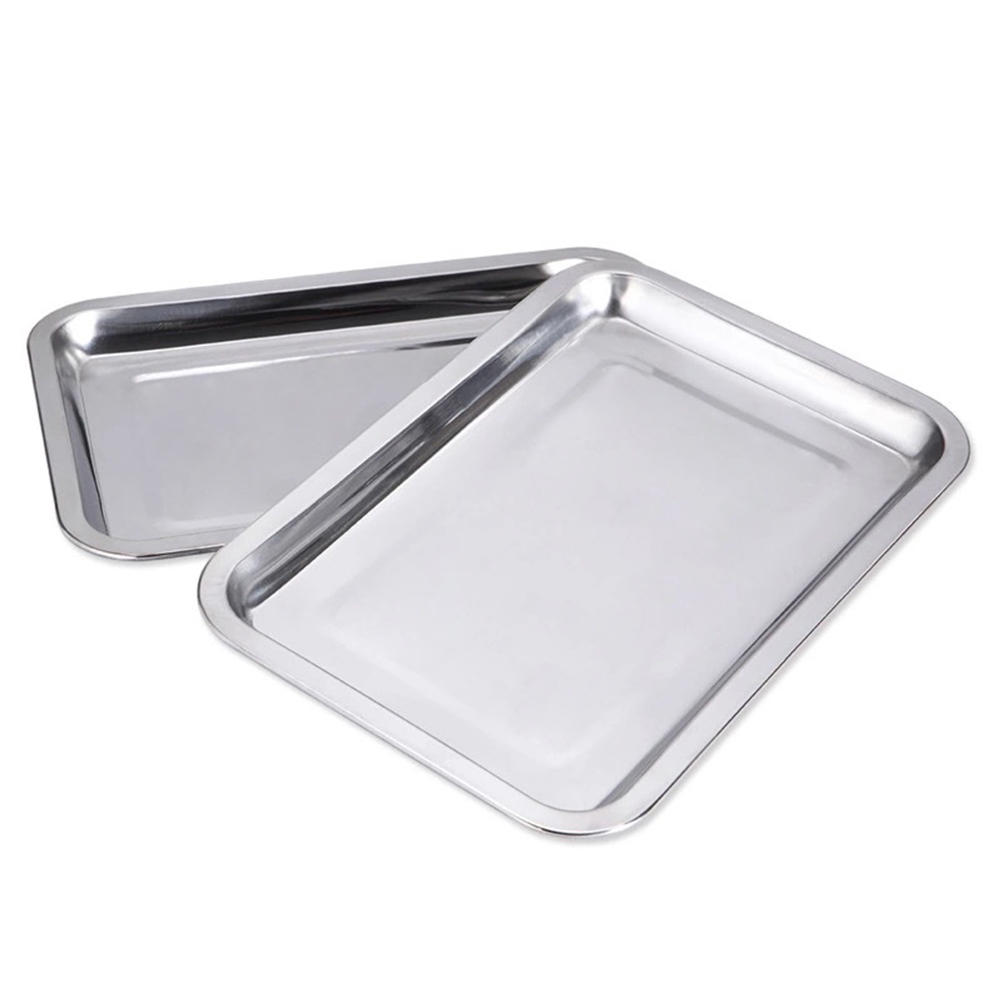 Stainless Steel Food Tray Thickened Food Tray Flat Square Grill Tray Non Toxic Food Tray Size 2
