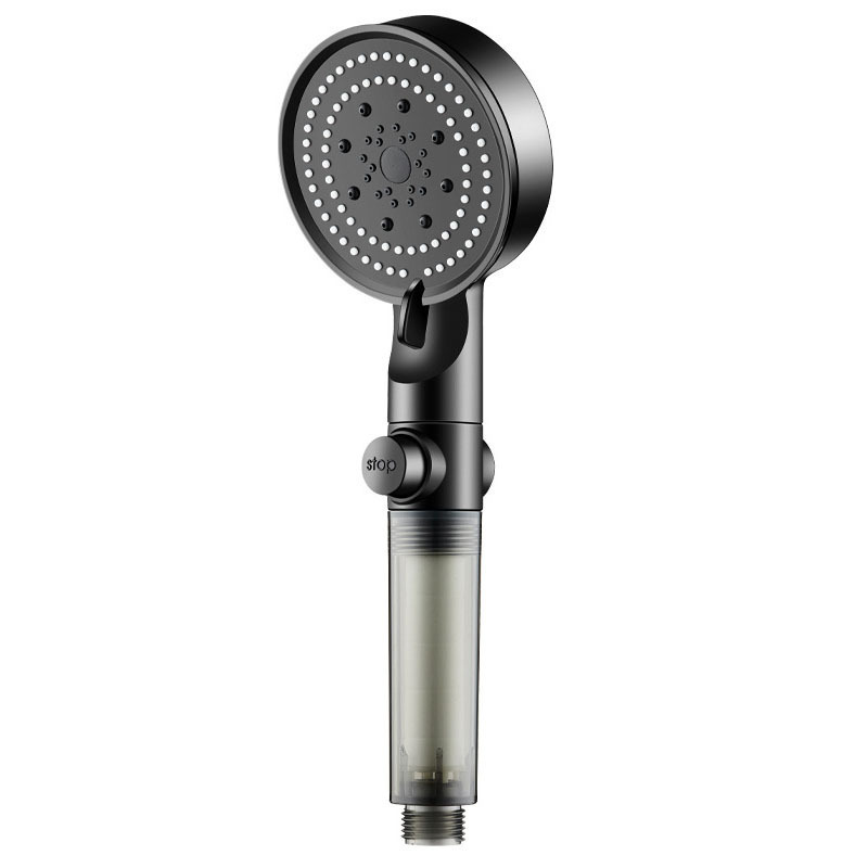 Boquilla de ducha con filtro presurizado de 5 velocidades, juego de baño de ducha de mano, salida de agua grande para el hogar, interfaz Universal: YELLOW