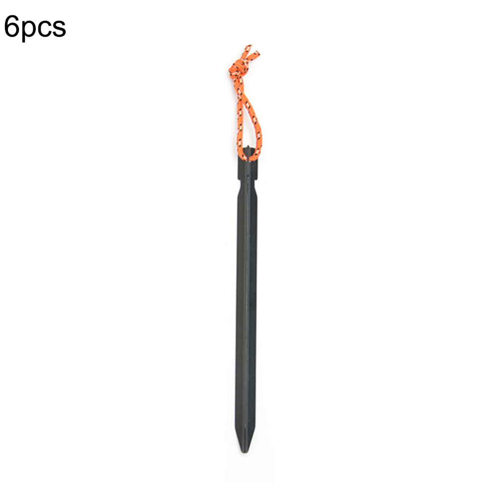 6PCS 23cm Tent Pegs Camping Hiking Equipment Outdoor Traveling Aluminum alloy Tent Accessories: Black