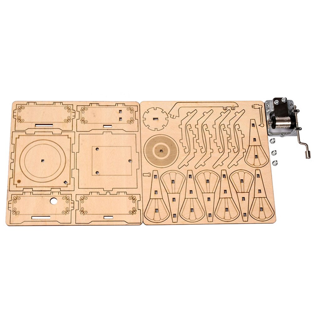 Wooden DIY Phonograph Music Player Model Home Decoration Craft Child Classic Home Decor