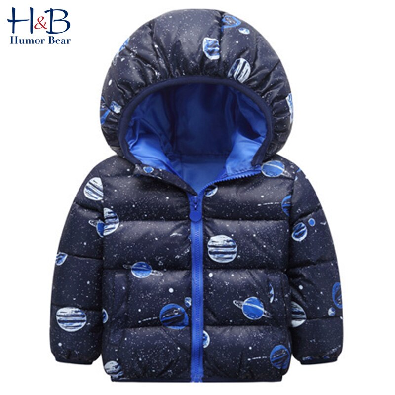 Humor Bear Cartoon Baby Padded Jacket Winter Clothes Children'S Thick Padded Clothes Boys Girls Warm Hooded Jacket