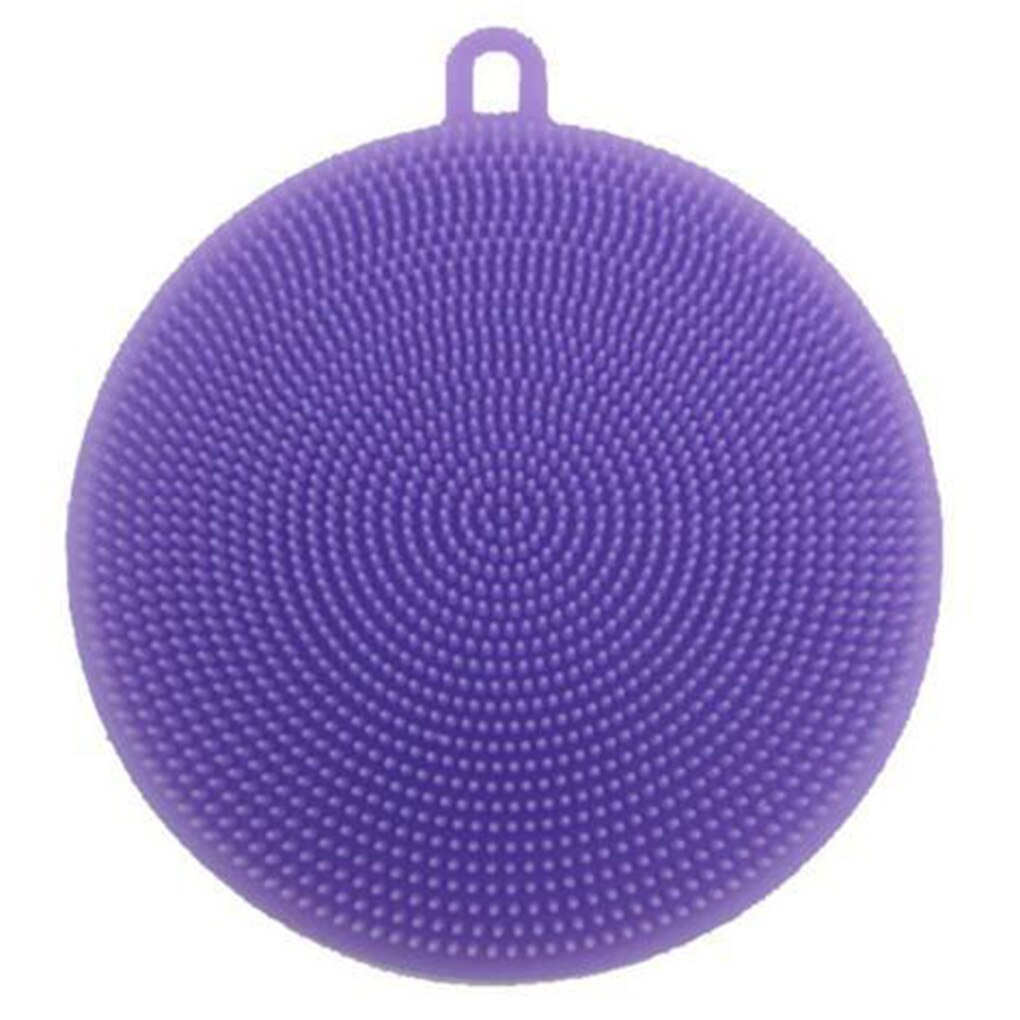 Esponja mágica de silicona para lavar platos, cuenco, cepillo de limpieza, estropajo multifunción, olla, sartén, cepillos de lavado, Limpiador de cocina herramienta de cocina: Púrpura