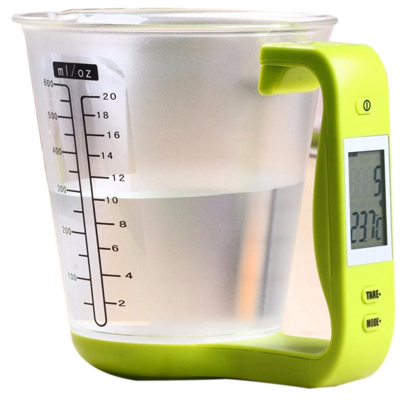 Measuring Cup Kitchen Scale Digital Beaker Libra Electronic Tool LCD Display Temperature Baking Accessories Balance Cuisine: Green