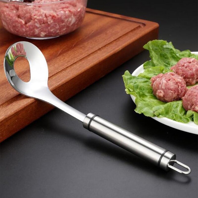 Non-Stick Meatball Maker Mold Spoon Stainless Steel Meat Baller With Elliptical Leakage Hole Kitchen Utensil Gadget Tool