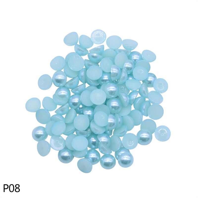 500 pièces 6mm multicolore résine plastique demi ronde perle artisanat Imitation perle perles pour vêtement accessoires filles chapeaux décor: P08 