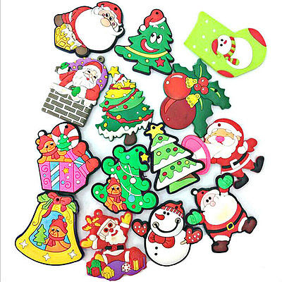 1pc Cute Christmas Refrigerator PVC Magnetic Cartoon Snowman Reindeer Fridge Magnets Santa Claus Tree