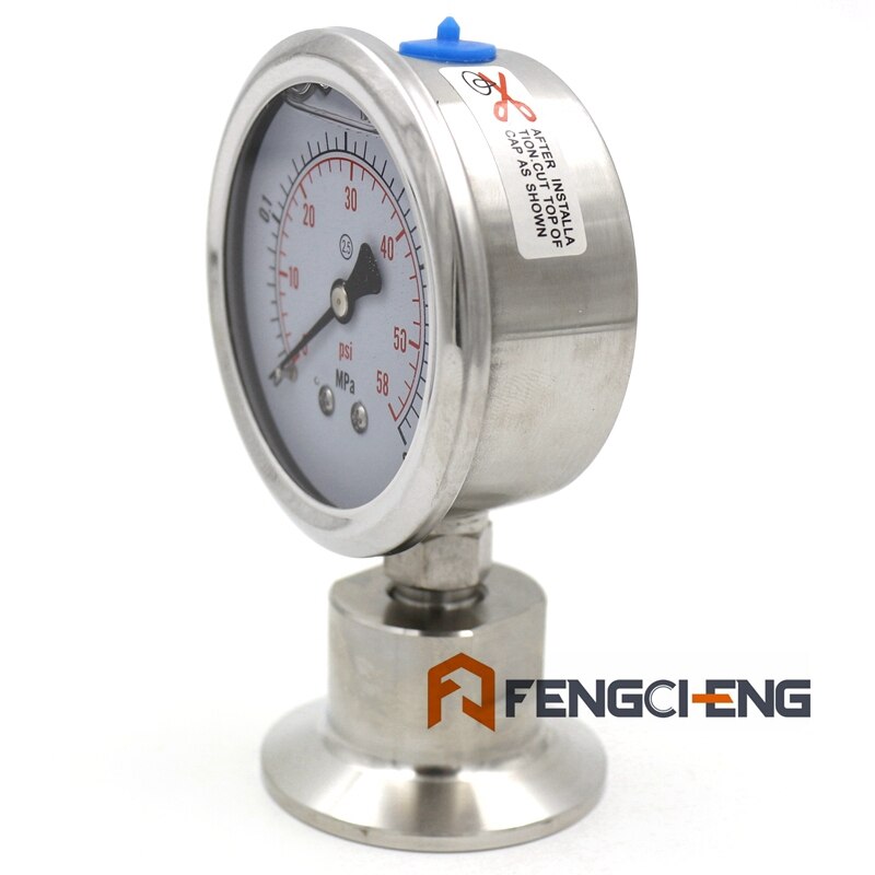 1.5"Tri Clover Sanitary Pressure Gauge 0-60 PSI Bottom Mount 304 Stainless Steel Beer Conical Fermenter Parts