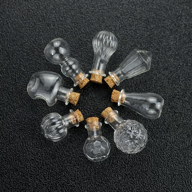 1/2/3 butelki szklane o różnych kształtach, małe butelki z korkami, z życzeniami uzdrawiania, szczęśliwego dryfowania, puste, małe słoiczki, dekoracja