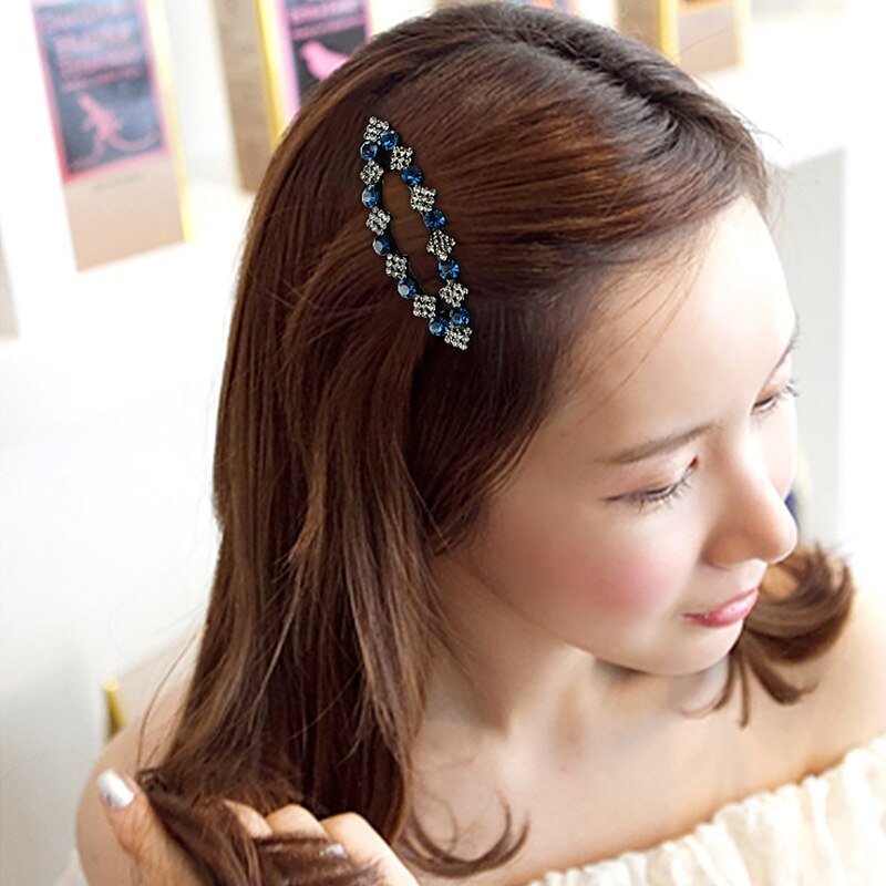 Moda kobiety błyszczący kryształ górski spinki Barrettes dziewczyna śliczne geometryczne spinki do włosów koraliki Hairgrip akcesoria do włosów