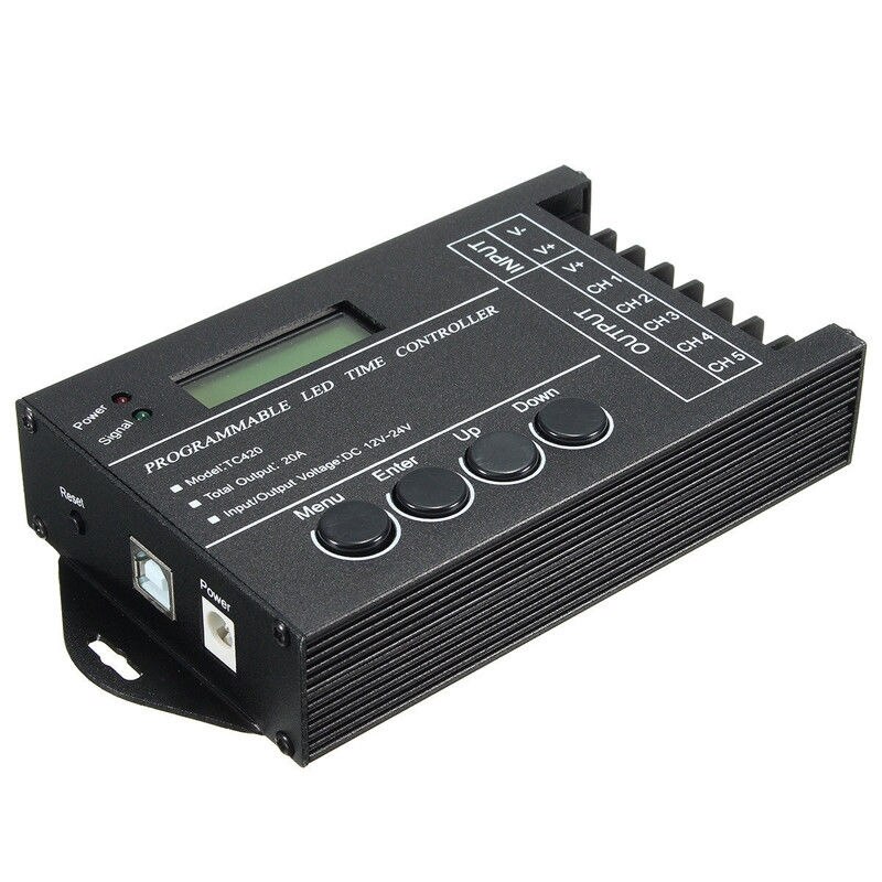 TC420 Controlador LED RGB programable en tiempo DC12V-24V regulador temporizador LED de 5 CANALES: Default Title