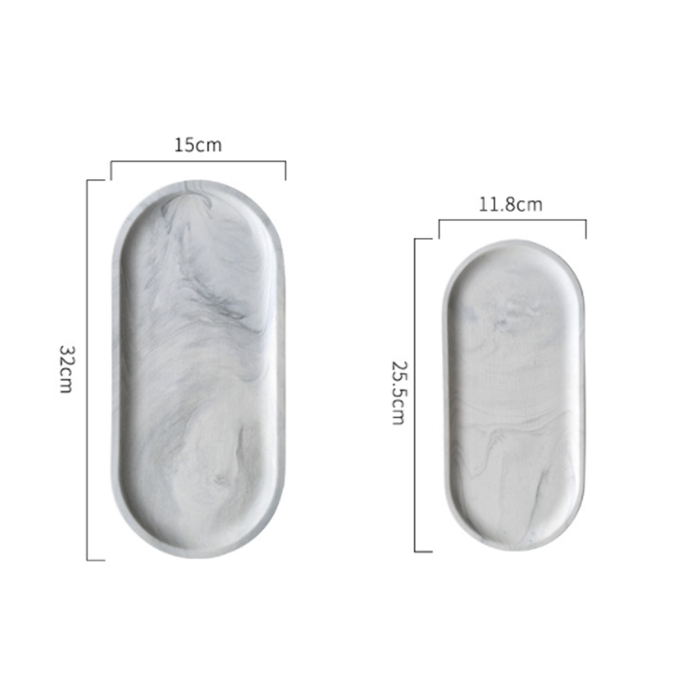 Oval marmor panne tallerken fruktfat fat tebrett dessert middagstallerken servise sett luksus hvit keramikk oppbevaringsbrett tallerken