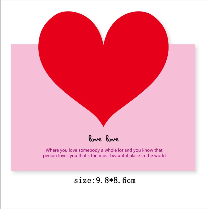 100pcs/pack Big love color card greeting card Valentine's day wedding invitation card heart cardchrismas: E